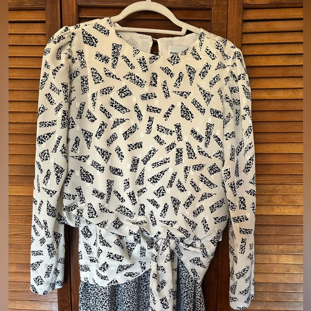 1980s vintage Toni Todd navy and white secretary dress size 10.